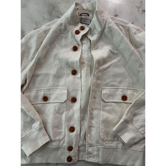 $4000 Brunello Cucinelli Ivory Bomber Jacket Linen Blend IT50 US M/L - Picture 6 of 16